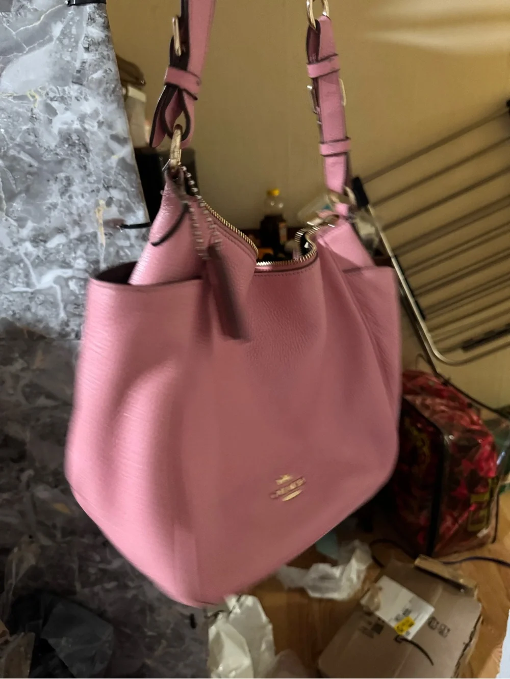 Coach Rori Pink Pebbled Leather Shoulder Bag